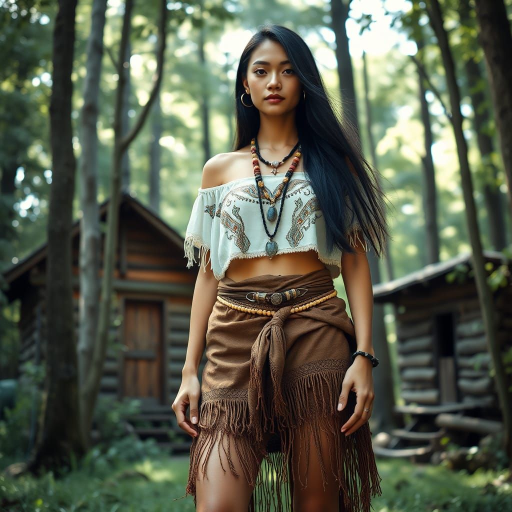 Bhutanese Woman in Bohemian Tribal Attire
