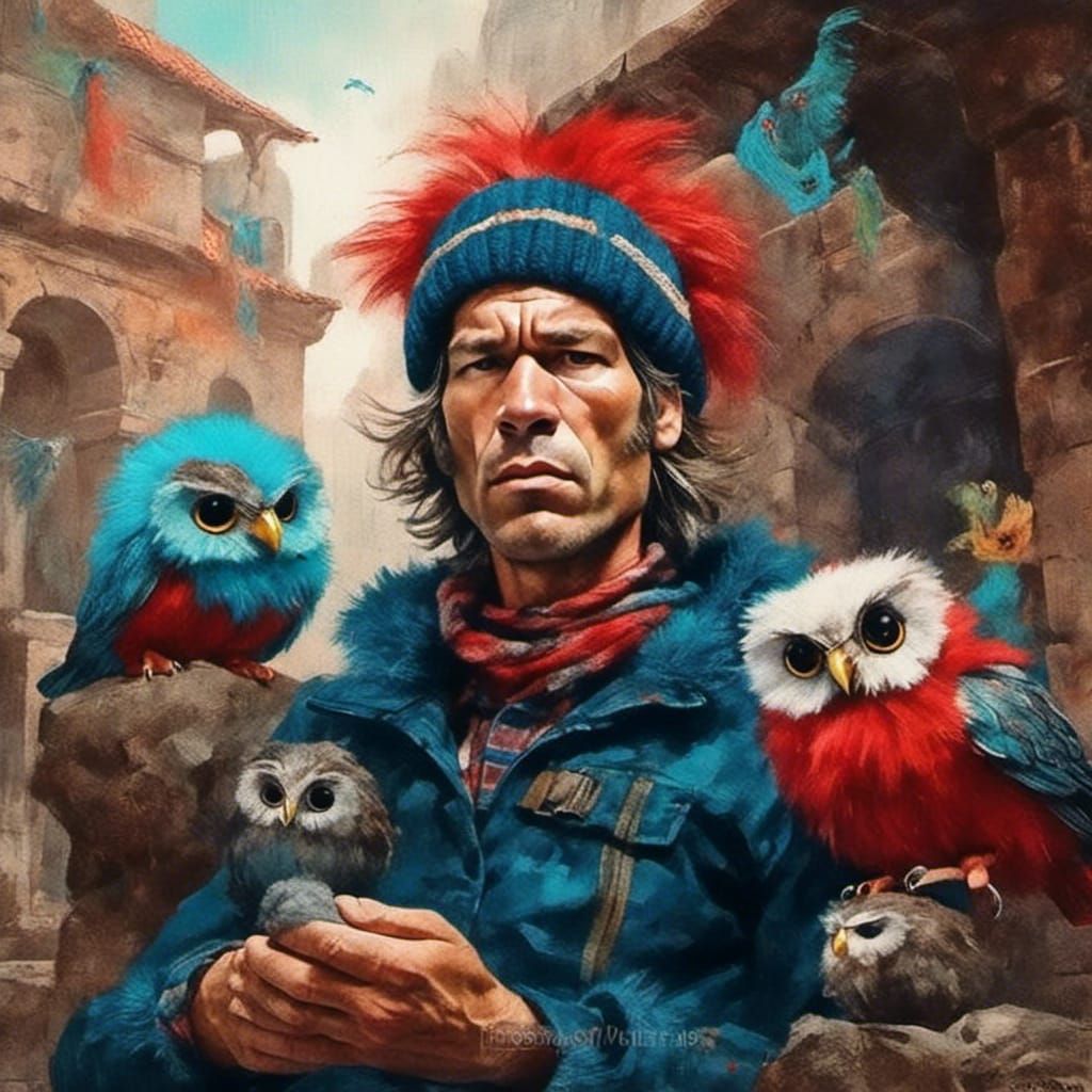 Fantasy Pop Surrealism: Smoke Human in Marketplace