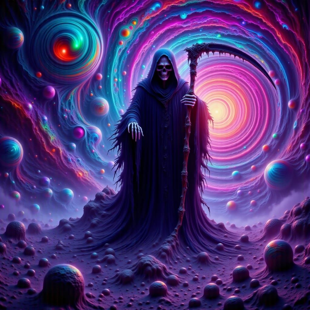 Psychedelic Grim Reaper in Prismatic Universe