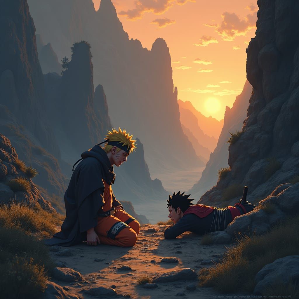 Naruto's Emotional Turmoil in a Mystical Landscape