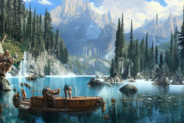 Rocky Mountains and Crystal Lake: Digital Masterpiece