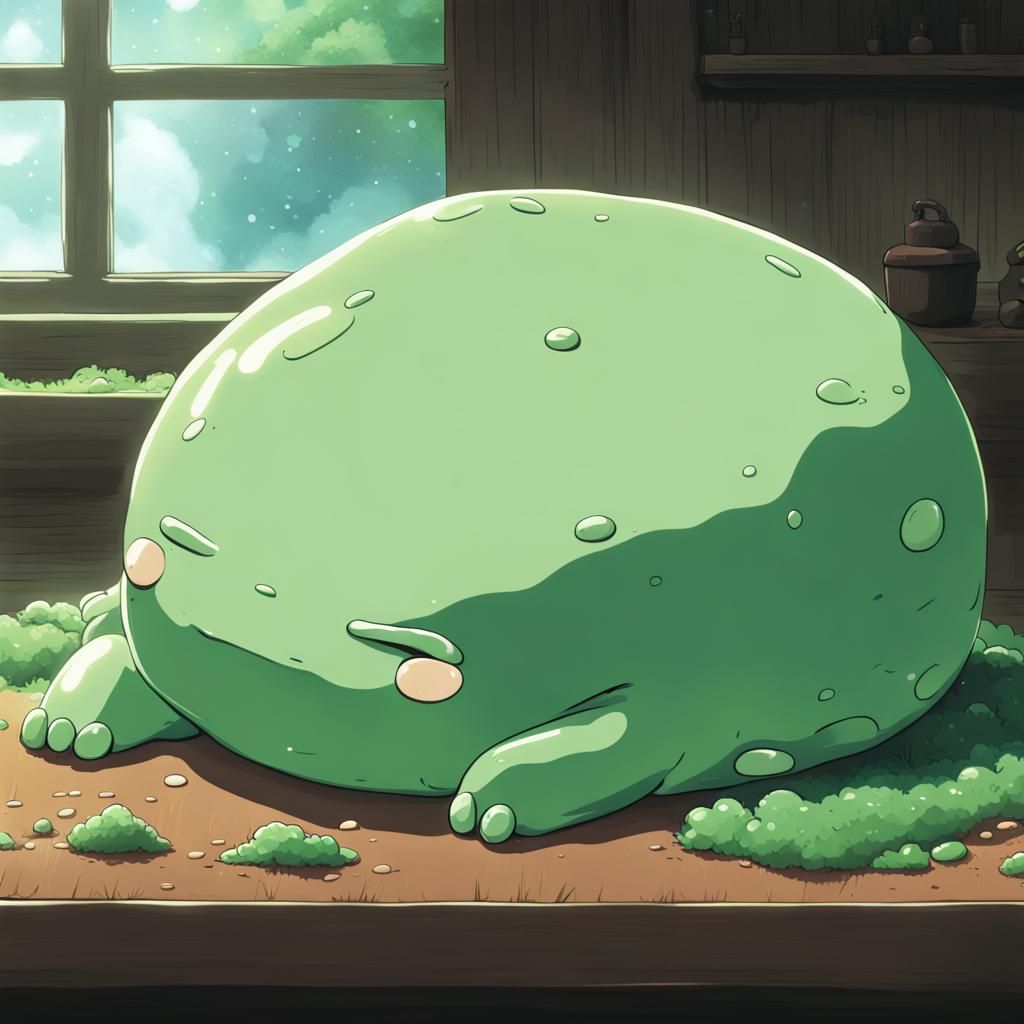 Cute Slime Sleeping: Studio Ghibli Anime Visual