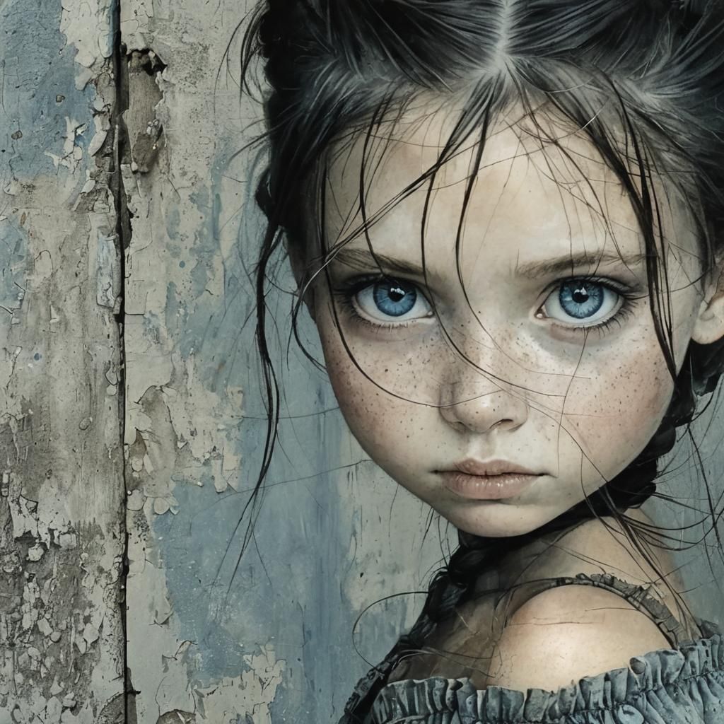 Young Girl with Blue Eyes Portrait