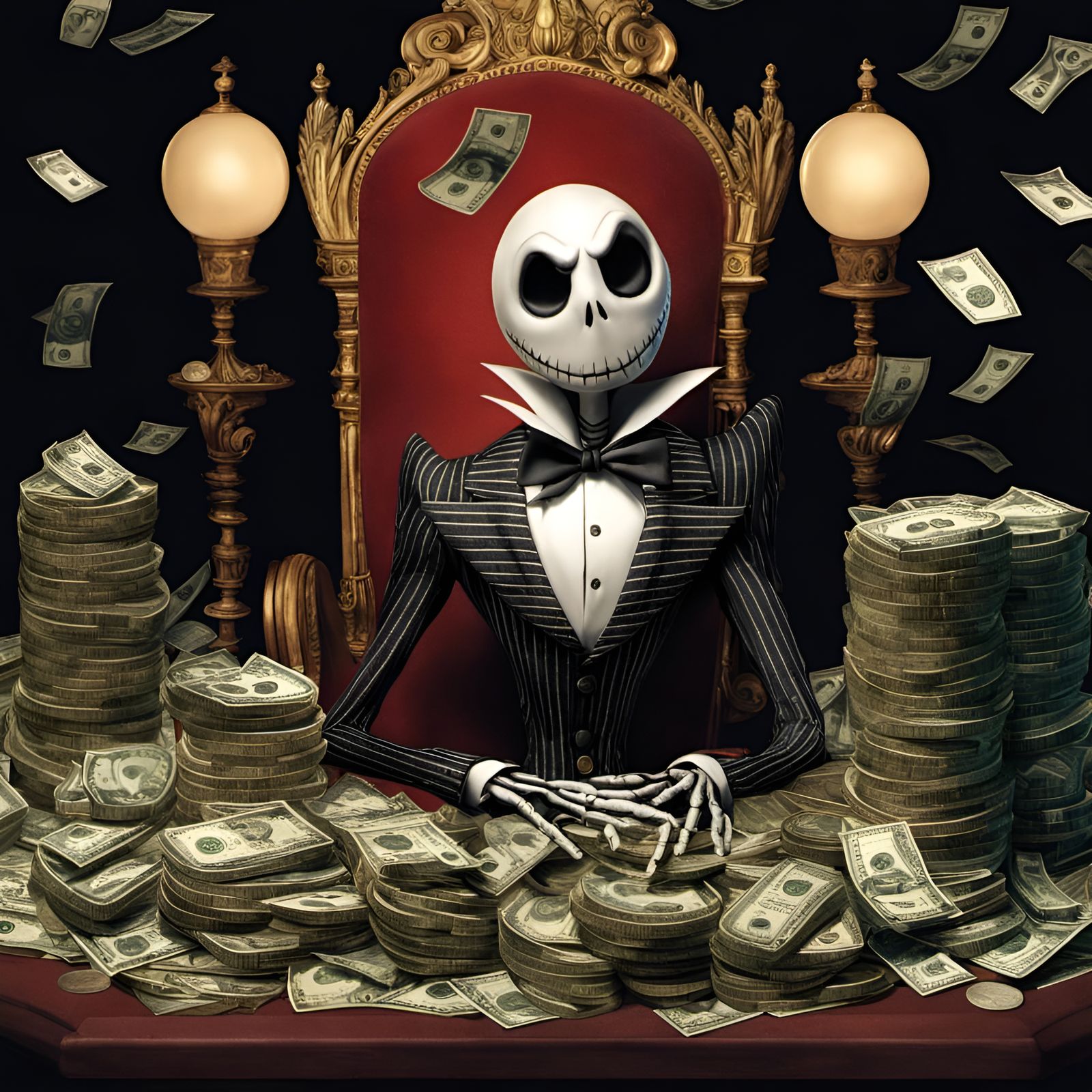 Jack Skellington Portrait in Digital Illustration Style