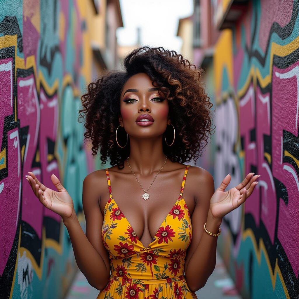 Minah's Heartbreak Melody: Street Art Portrait