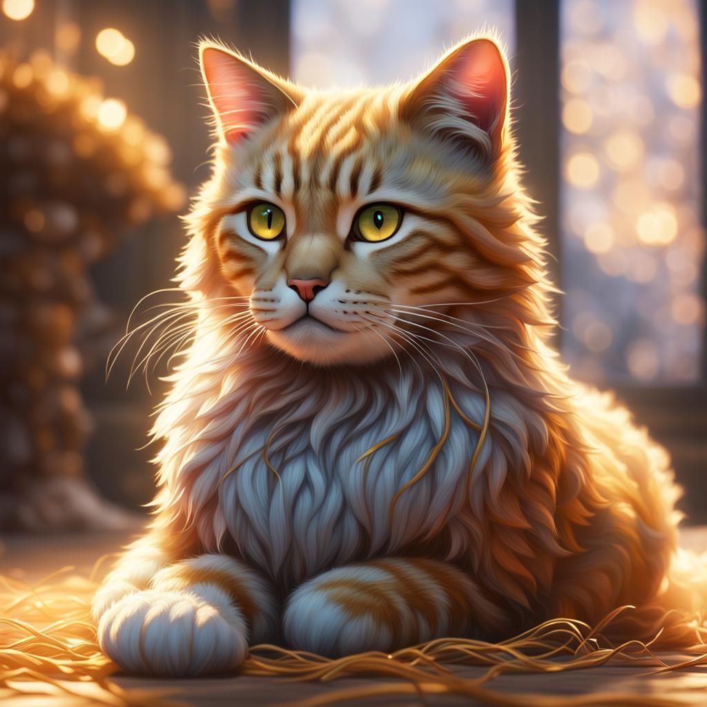 Cat with Yarn: 3D Game Cinematic Still