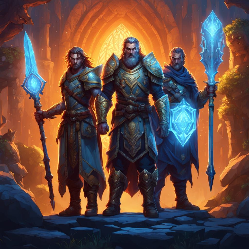 Fantasy D&D Team in Vibrant Concept Art Style