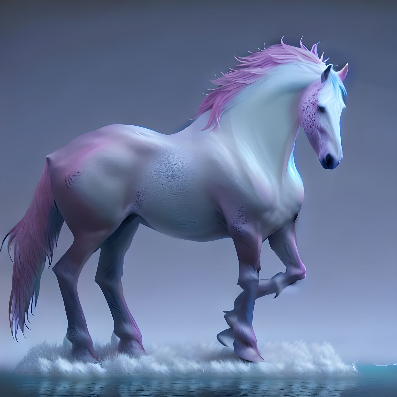 Icy Breath Horse in Detailed Digital Painting