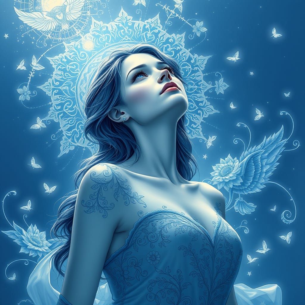 Ethereal Dreamer in Indigo Blue