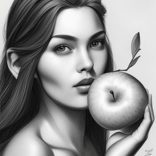 Goddess with Apples: Art Nouveau Portrait