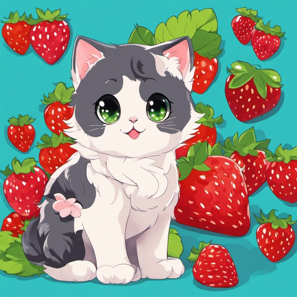 Kawaii Chibi Kitten in Anime Style