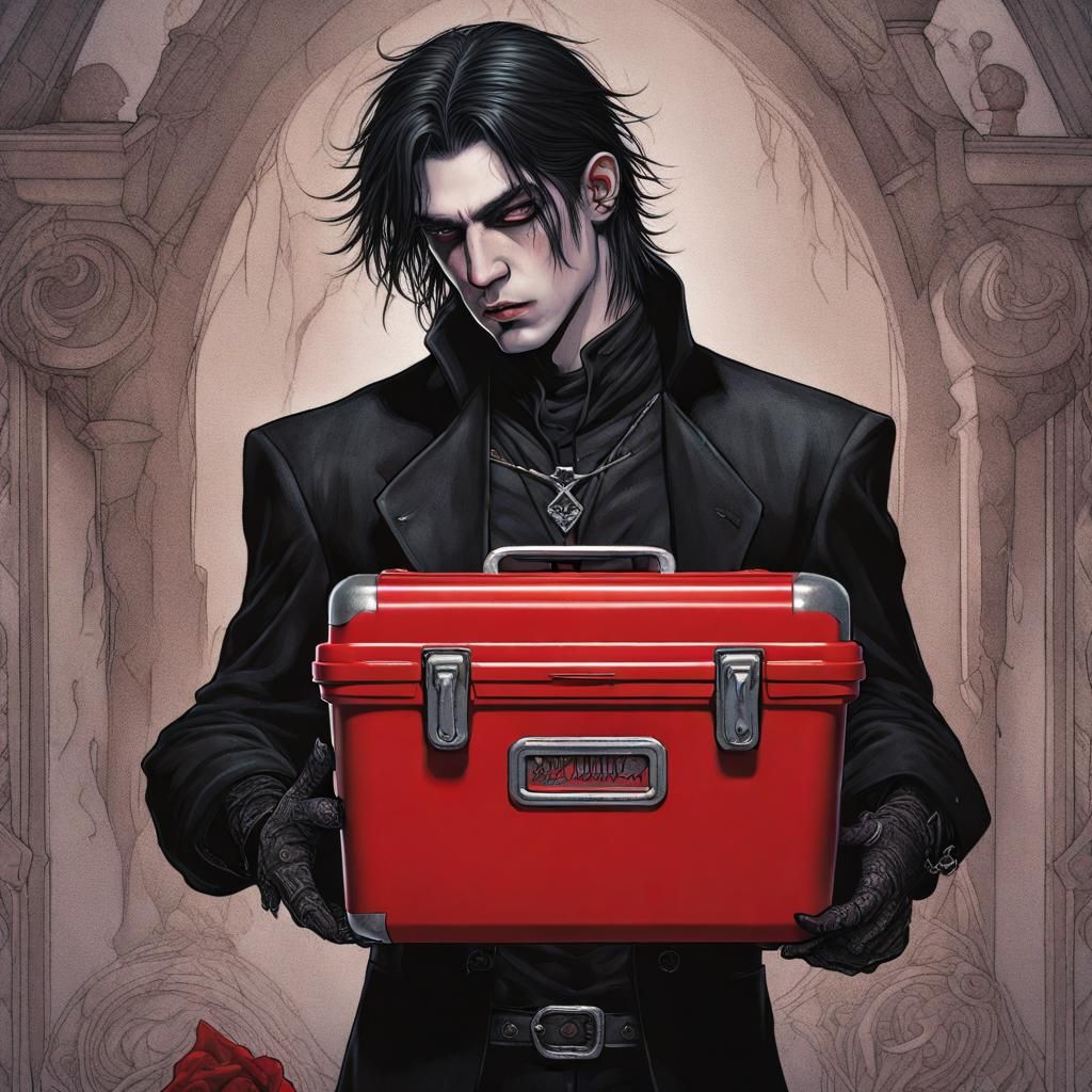 Sad Gothic Warlock with Cooler: Romanticism Art