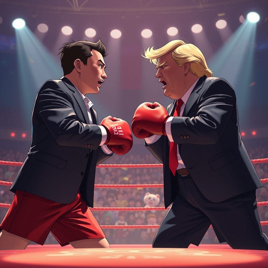 Elon Musk vs Trump Boxing: Anime Key Visual
