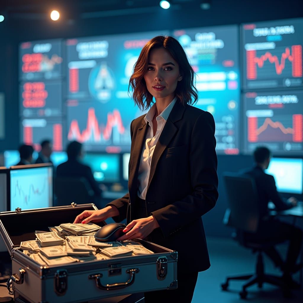 Esports Businesswoman in Neon-Lit Office