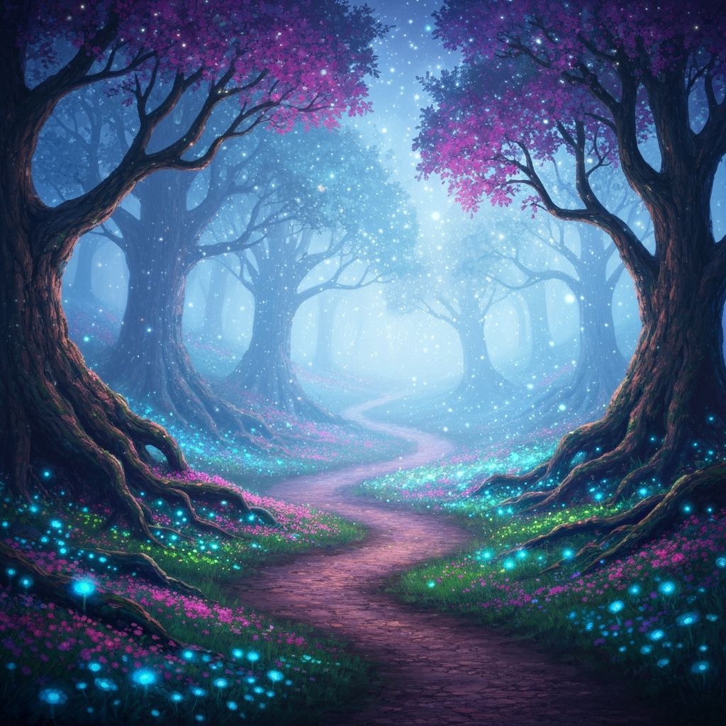 Ethereal Bioluminescent Forest Landscape