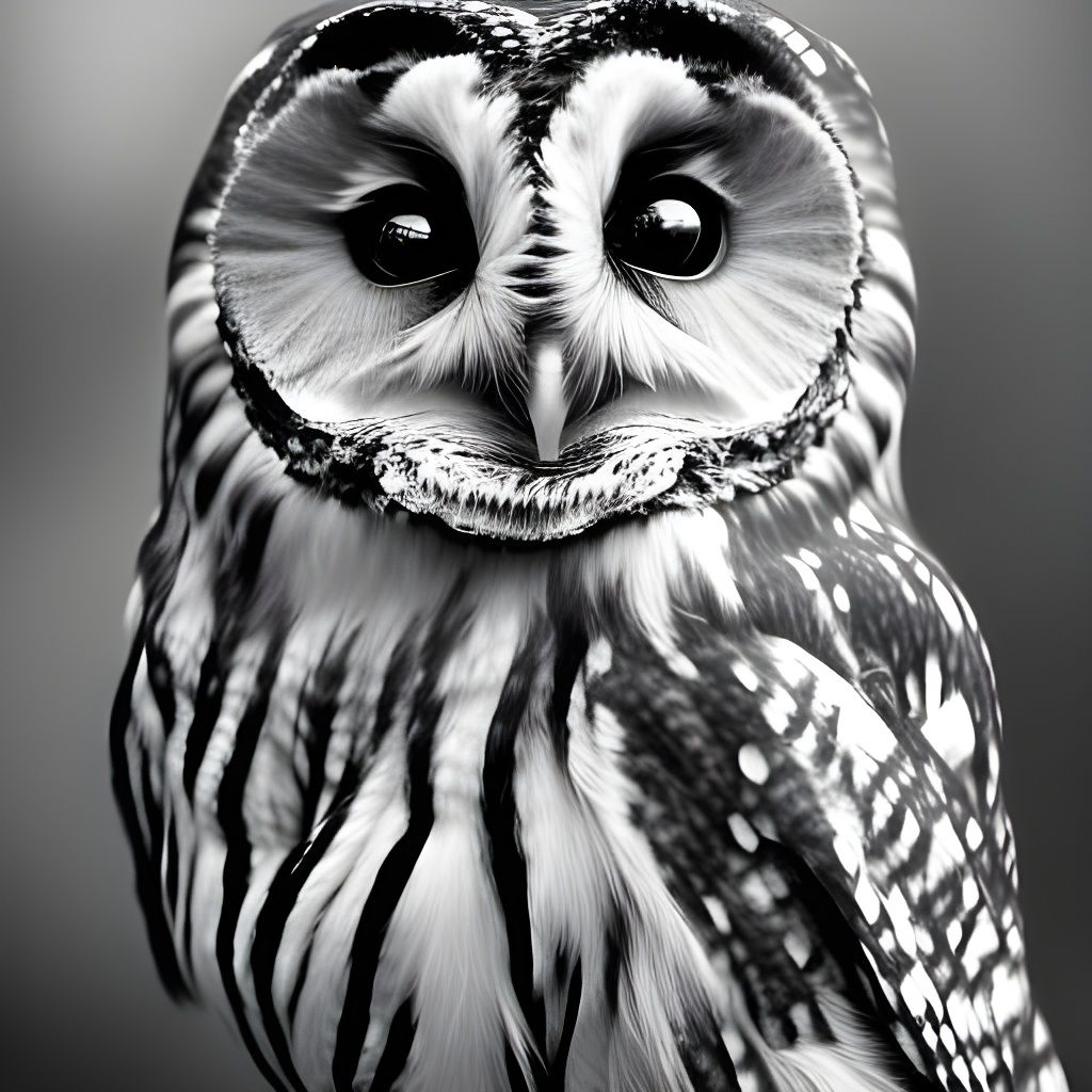 Tawny Owl in Black and White Photography Style