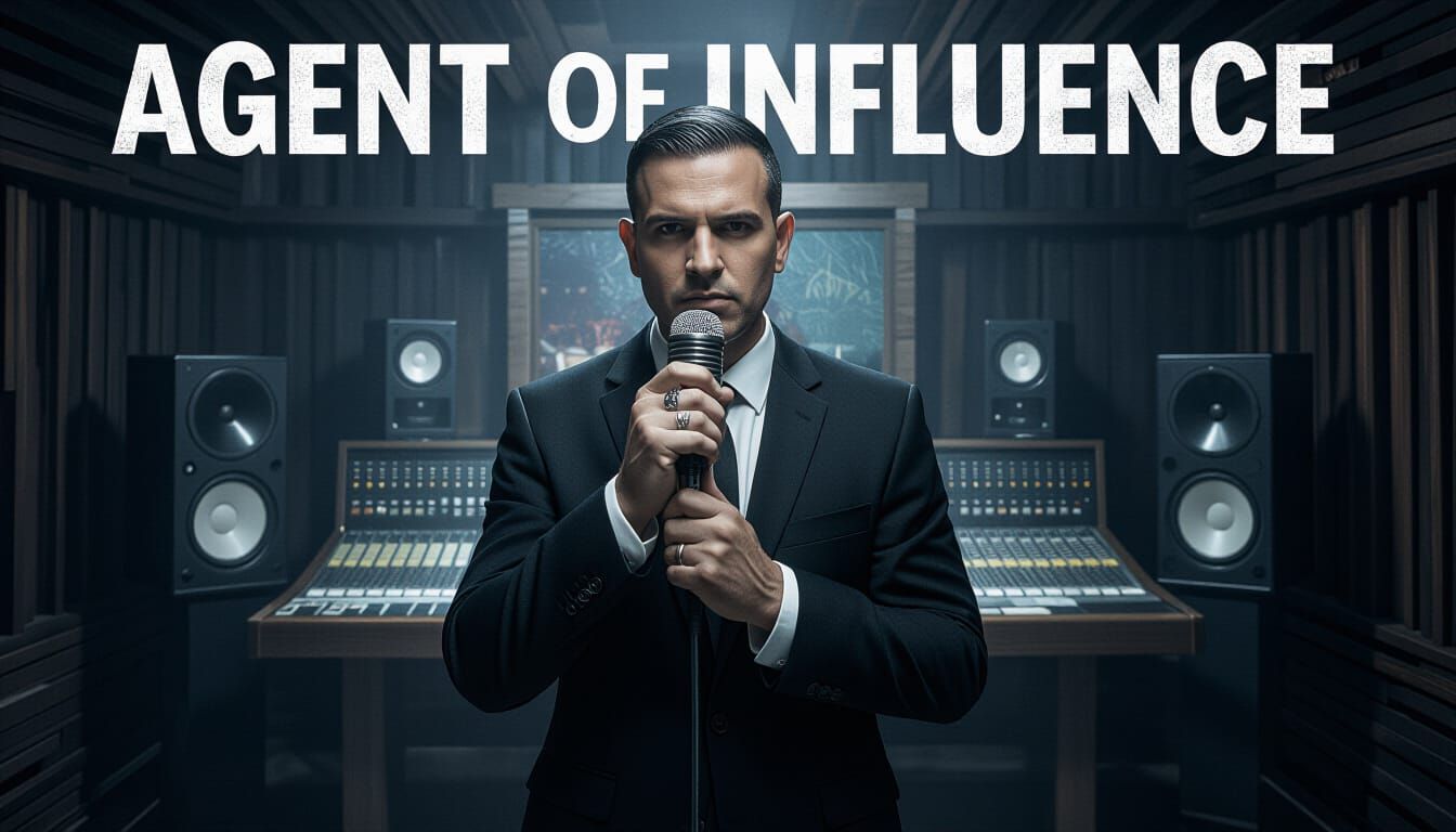 Jewish Hiphop Artist in Recording Studio, Comic Book Style