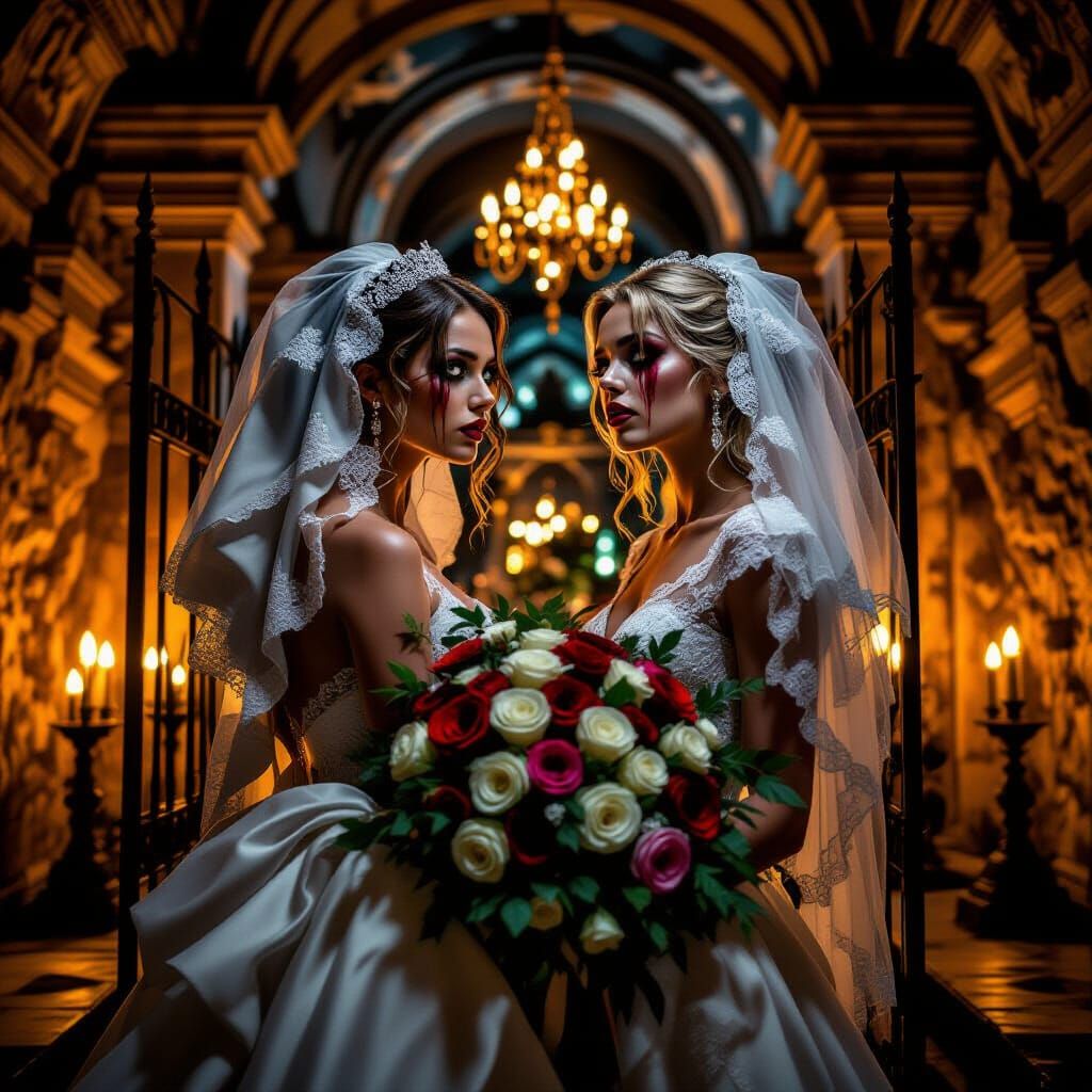 Horror Scene: Dead Brides in Crypt