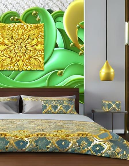 Golden Lilies Bloom in Rococo Surrealism