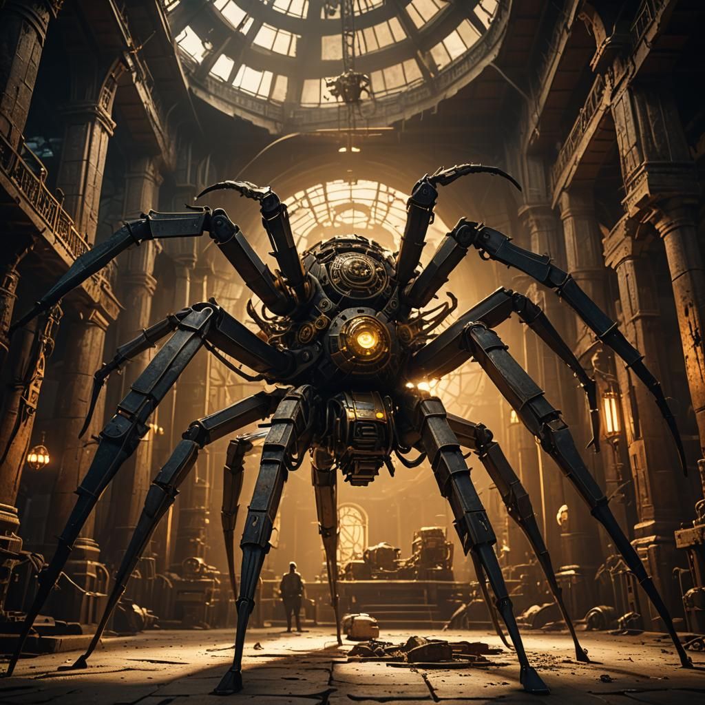 Mechanical Spider Guardian in Mystical Temple