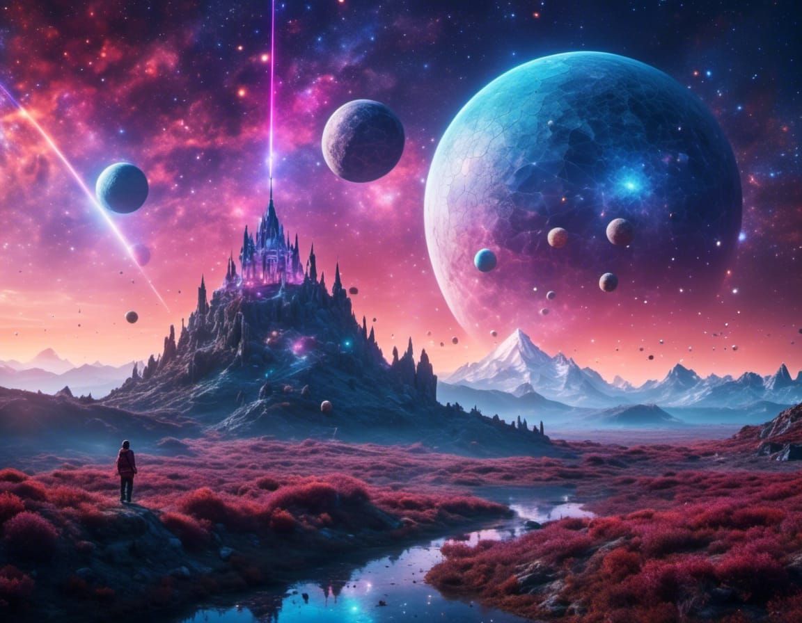 Magical Wizard City Floating in Saturn's Rings