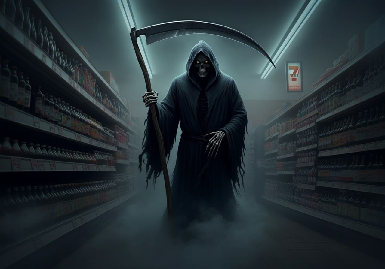 The grim reaper in a 7/11