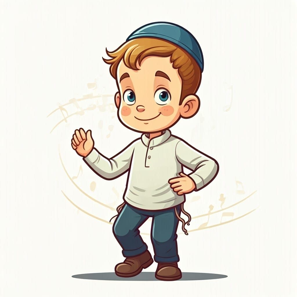 Haredi Jewish Boy in Raleigh Style Drawing