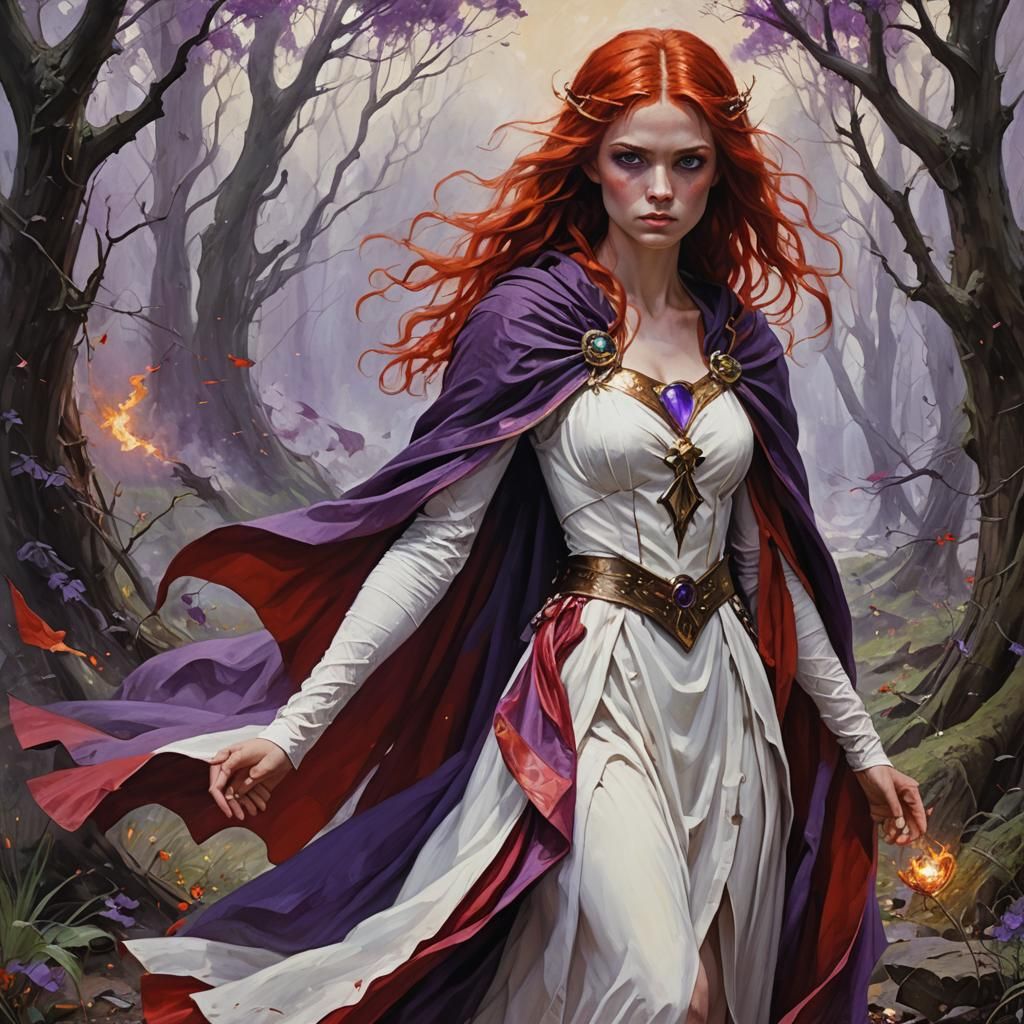 Aella Fae Casting Chaos Magic, Oil Painting