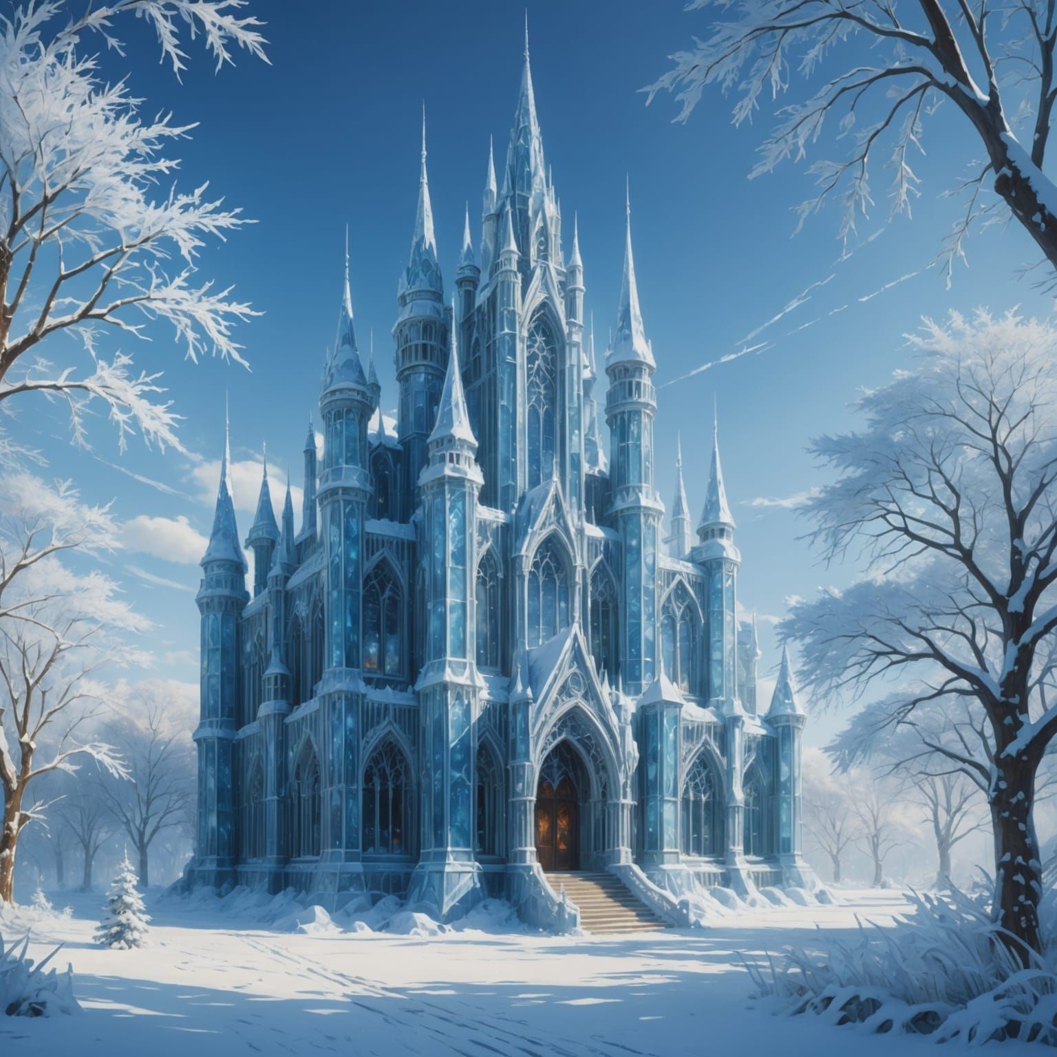 Ethereal Ice Palace in Winter Wonderland