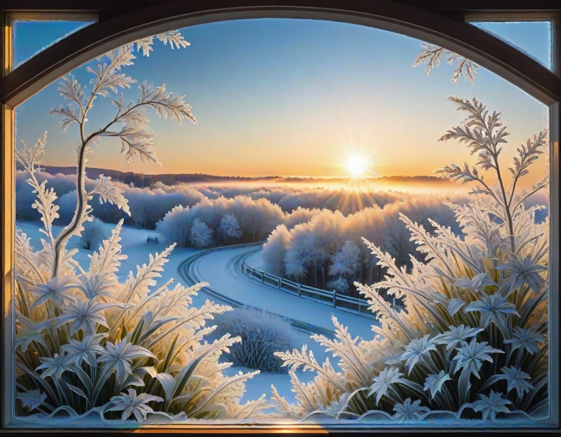 Vibrant Frost Patterns Emerge with Sunrise