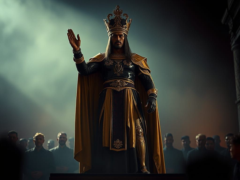 Imperial Figure Commands Reverence in Cinematic Grandeur