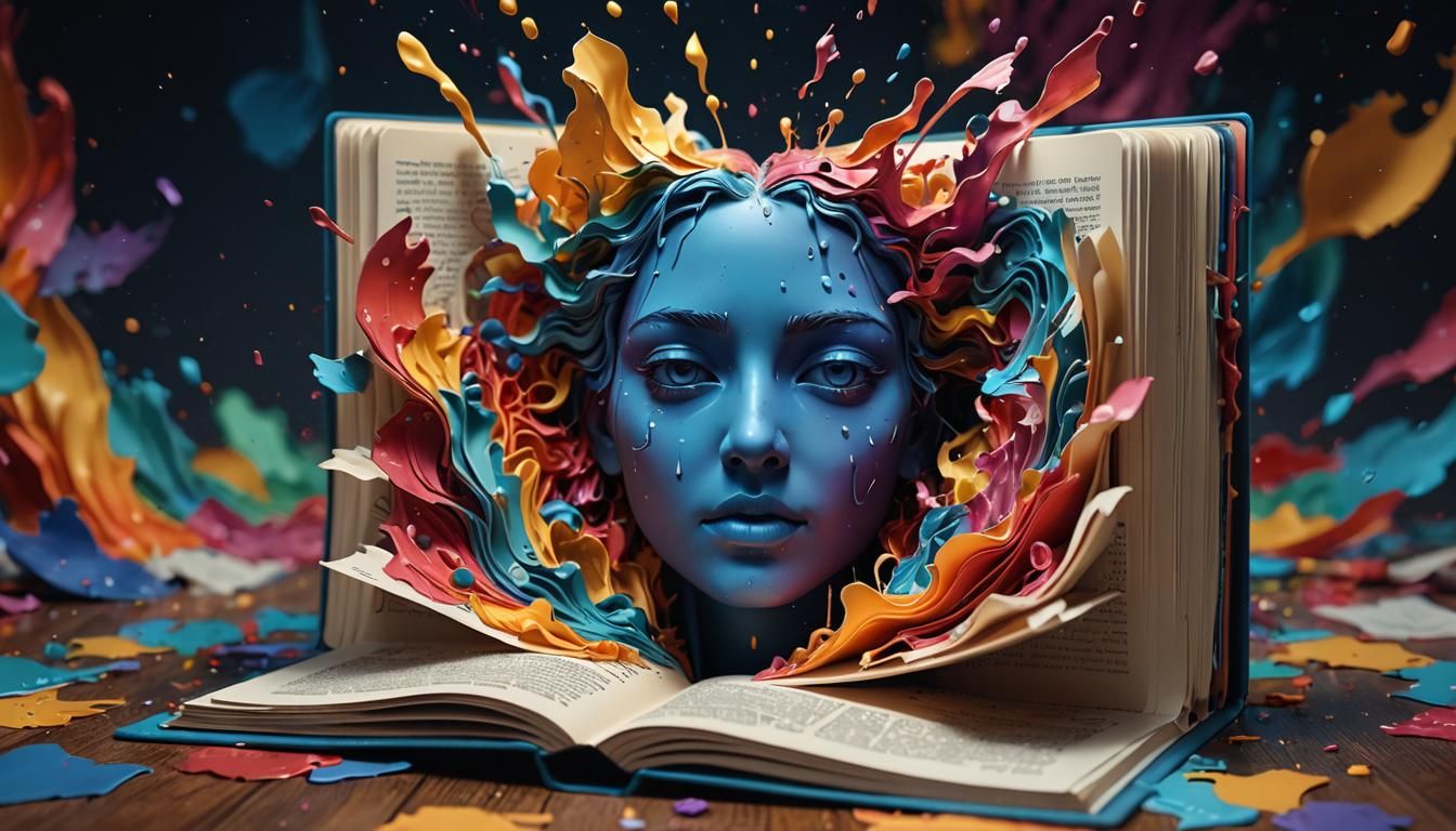 Hyperrealistic 3D Computer in Popup Book, Digital Art