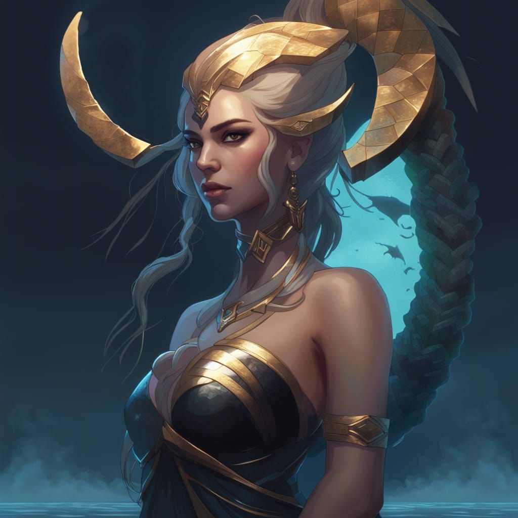 celestian ancient beautiful woman, mystic style, black scorp...