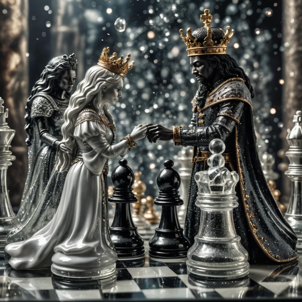 White Queen concedes to Black King and Queen