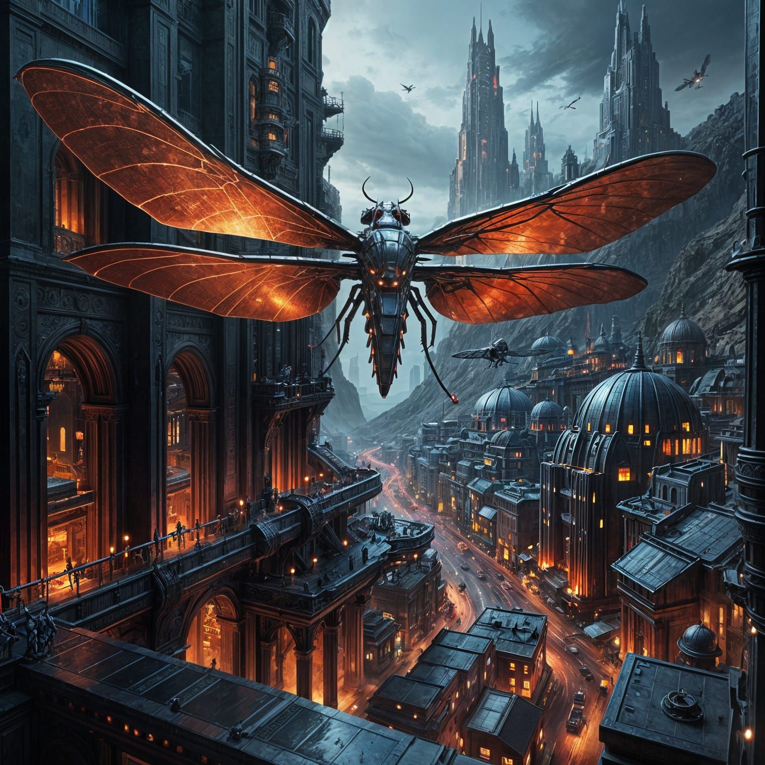 Futuristic City in Volcano Caldera - Cinematic Concept Art