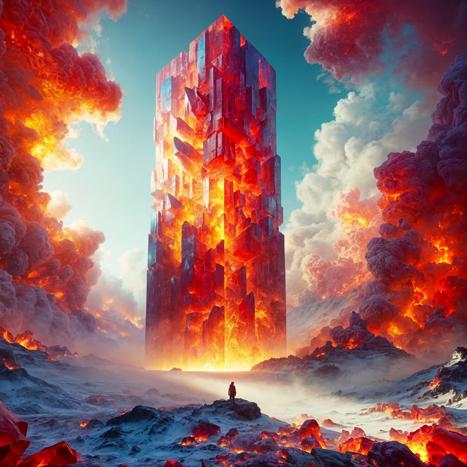 Ethereal Monolith in Icy Wasteland