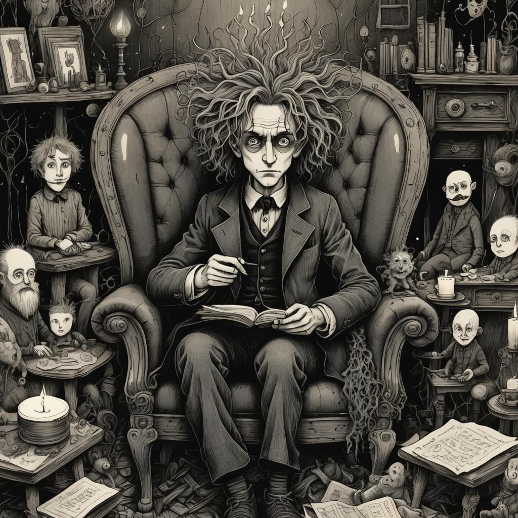 Eerie Struwwelpeter Illustration in Gothic Horror Style