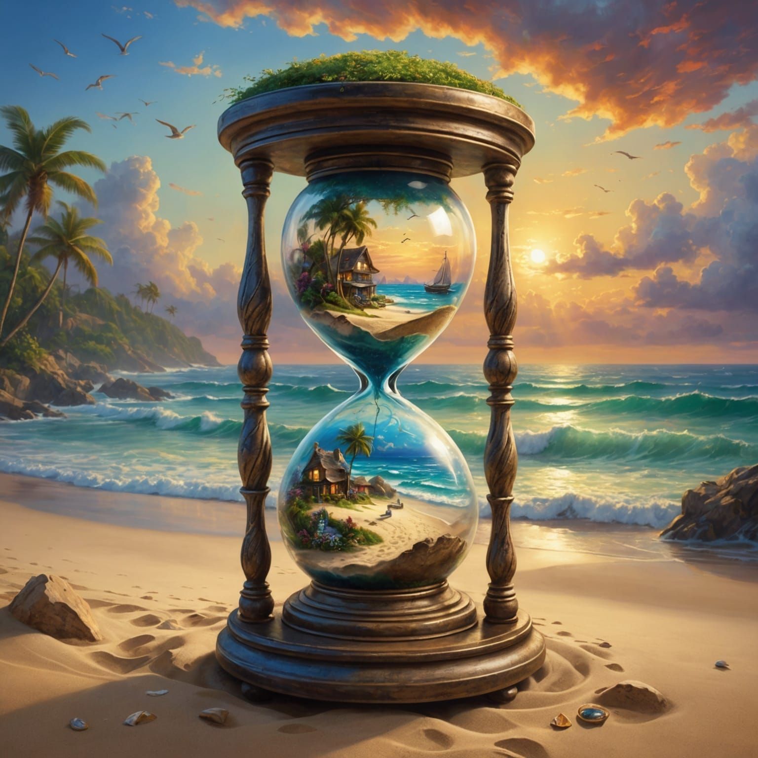 Hourglass of Life and Decay: Hyperrealistic Duality
