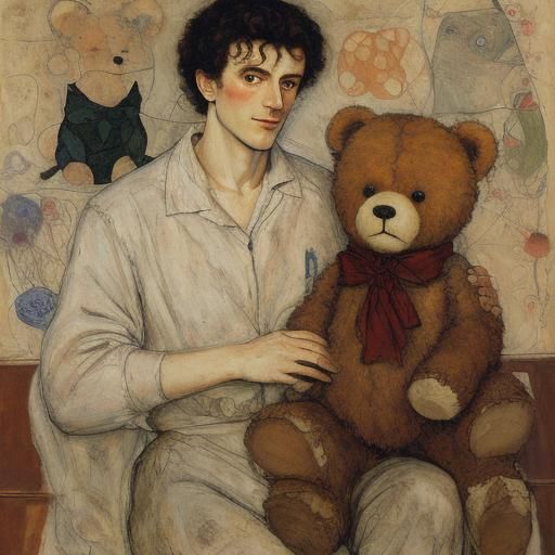 Teddy Bear and Honey in Expressive Style