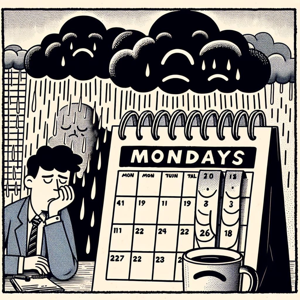 Gloomy Monday Calendar Illustration
