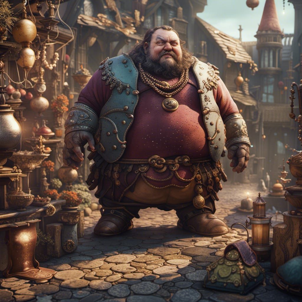 Detailed Matte Painting of a Chubby Man