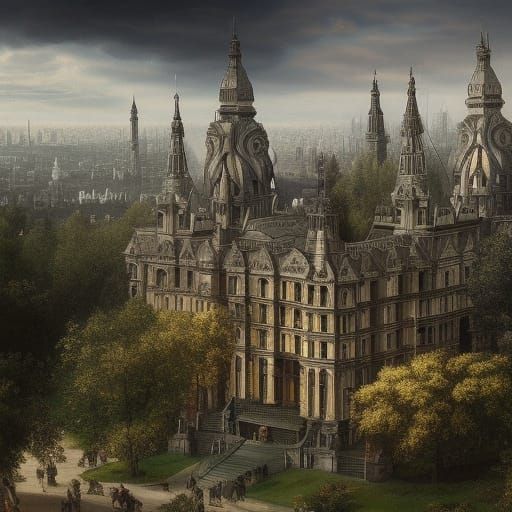 Victorian City Park: Digital Matte Painting