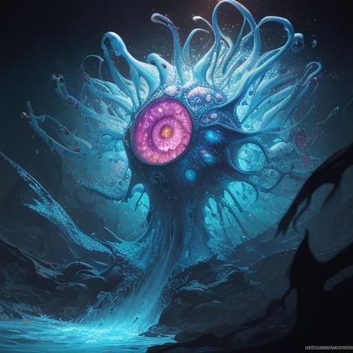Hyperrealistic Amoeba Concept Art: Detailed Mid Shot