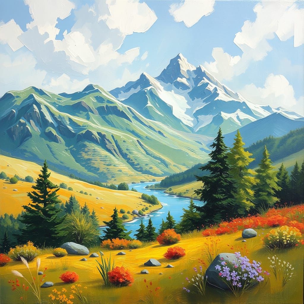 Impressionistic Landscape Painting with Soft Brushstrokes