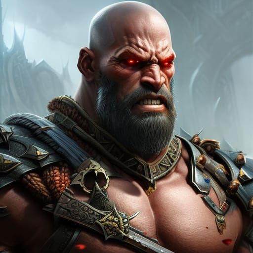 Orc Barbarian Portrait in Hyperdetailed Fantasy Art