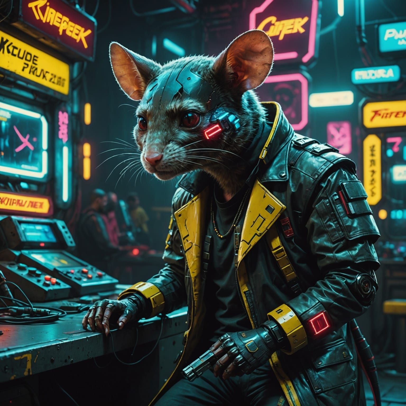 Cyberpunk Cityscape with Neon Lights