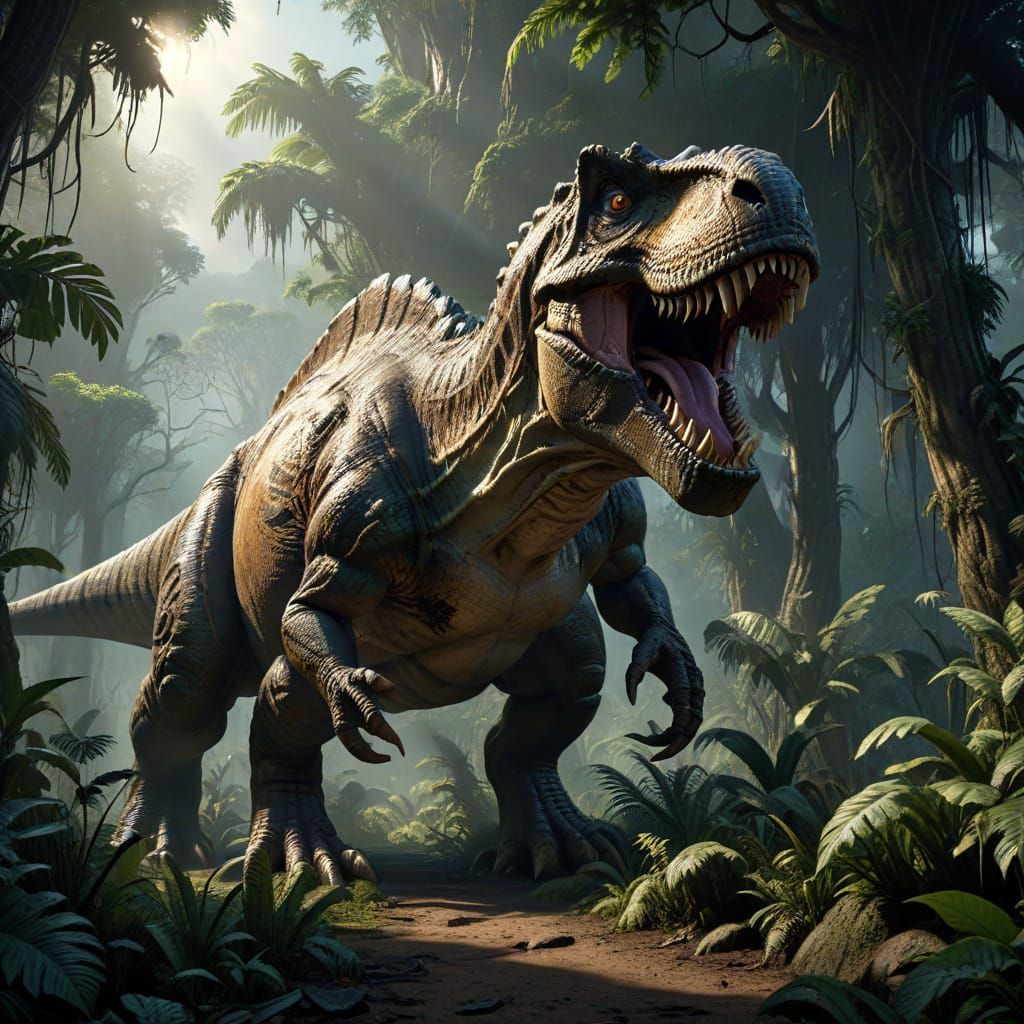 Colossal T-Rex Emerges from Primeval Jungle in Epic Concept ...