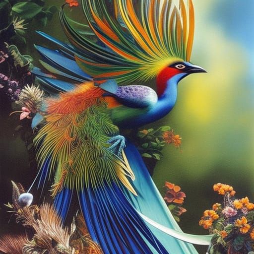 Mystical Bird of Paradise with Vibrant Plumage