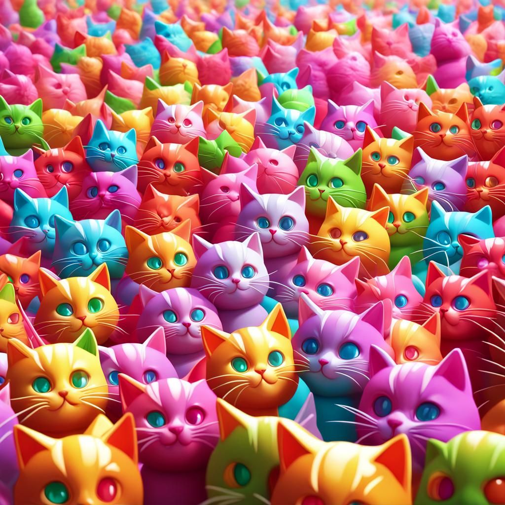 Thousands of Cats in Candy Art Style
