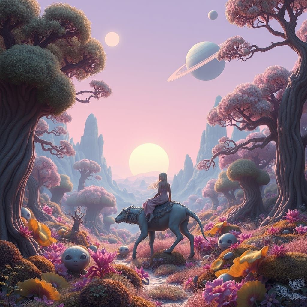 Ethereal Alien Landscape in Pastel Hues